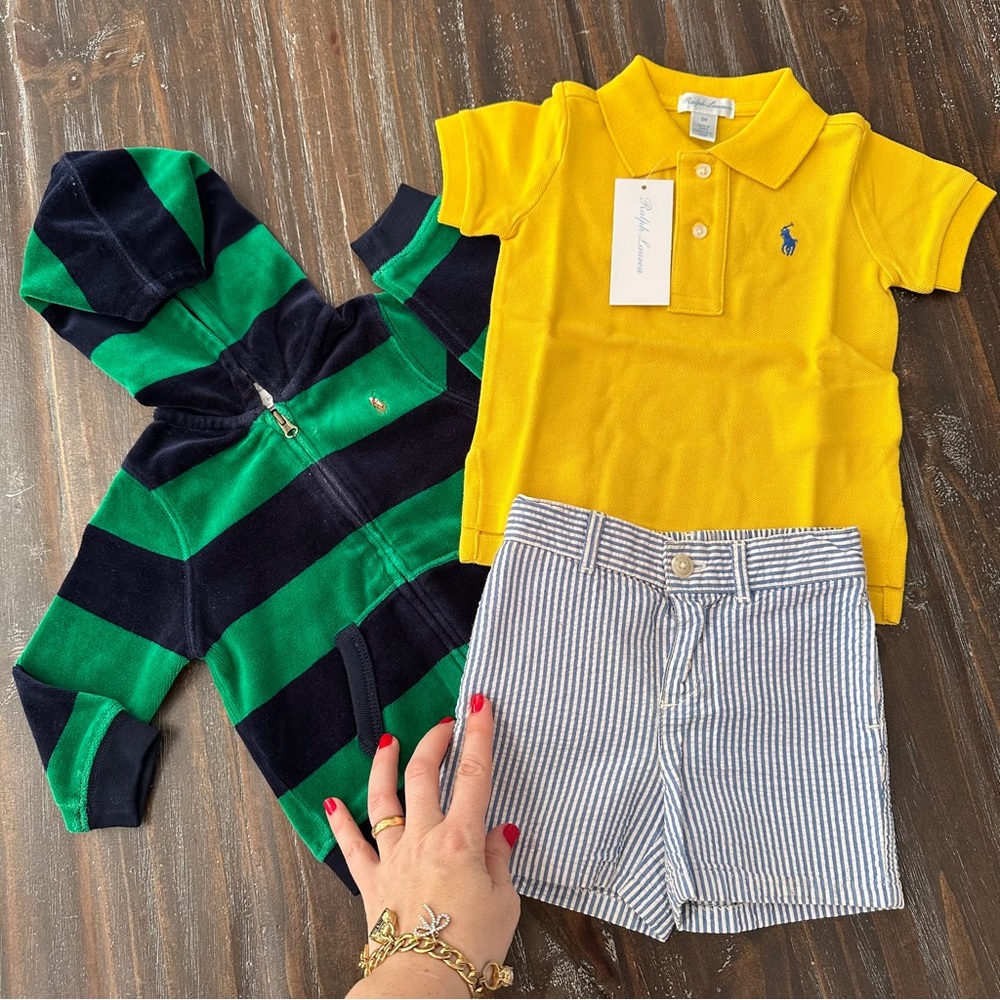 Polo Ralph Lauren Baby Boy Bundle 6-9M Jacket Shirt Shorts Set